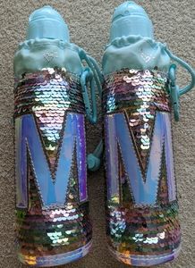 Justice water bottles w/ bottle cases - set of 2